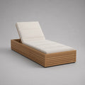 Bain de soleil d’extérieur réglable en bois massif avec coussin en tissu écru, 200 × 75 × 40 cm