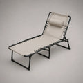 Bain de soleil pliable et réglable en acier et textilène, beige et noir, 153 × 60 × 79 cm