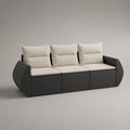 Canapé de jardin 3 places en aluminium avec coussins, anthracite et beige clair, 210 × 82 × 84 cm
